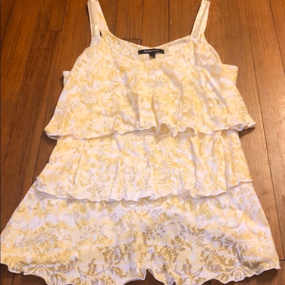 Yellow tank top with beaded straps